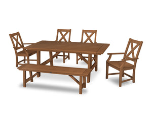 Braxton 6-Piece Rustic Farmhouse Arm Chair Dining Set with Bench