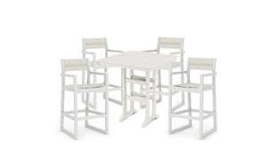 POLYWOOD EDGE Vintage Sling 5-Piece Trestle Bar Dining Group