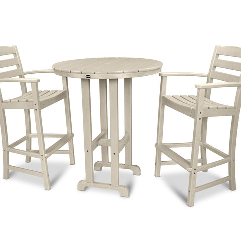 POLYWOOD La Casa Café 3-Piece Round Farmhouse Bar Set