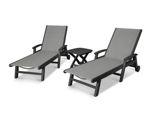 POLYWOOD® Coastal 3-Piece Wheeled Chaise Set