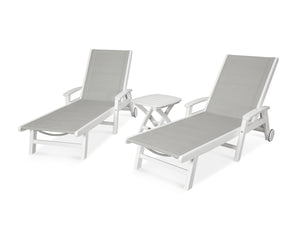 POLYWOOD® Coastal 3-Piece Wheeled Chaise Set