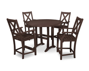 POLYWOOD® Braxton 5-Piece Nautical Trestle Arm Chair Counter Set