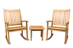 Royal Teak 3 Piece High Back Rocking Chair Group